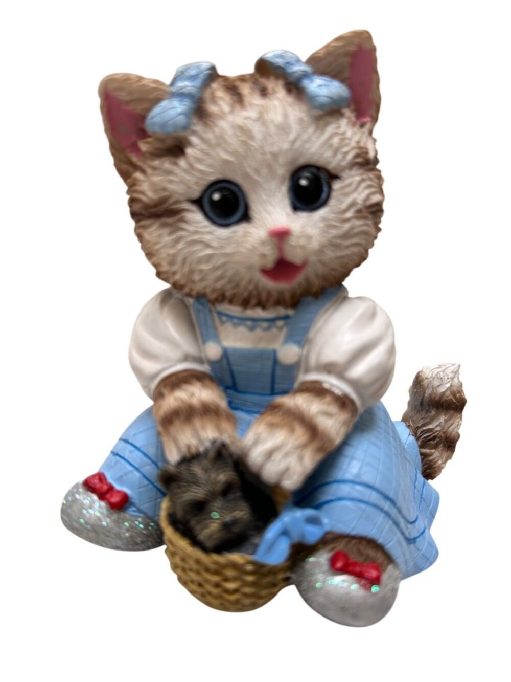 Dorothy Figurine From Kittens Of Oz Collection - Adorable Cat In Blue Dress Hold